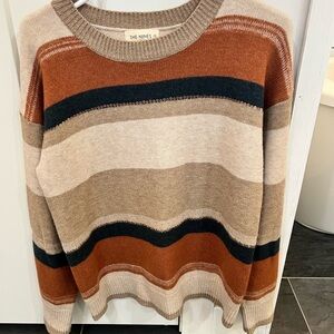 Women's Striped Sweater - Brown, Tan, Navy